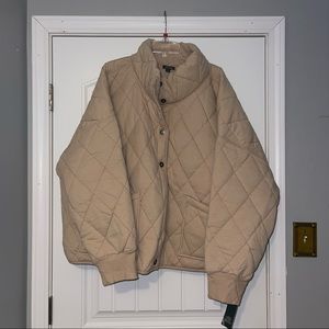 Plus size quilted button down jacket